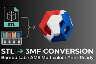 convert, repair, optimize your stl file to 3mf for bambu lab and multicolor 3d