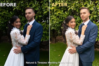 edit your wedding photos with a natural and timeless style