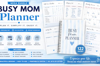 design custom busy mum, new mom, baby milestone, pet and breastfeeding planners
