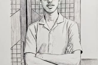 draw a realistic ballpoint pen sketch from your photo