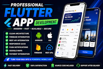 develop a professional flutter mobile app for android and ios