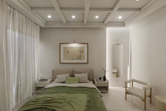 design a stunning luxury bedroom interior with photorealistic 3d rendering