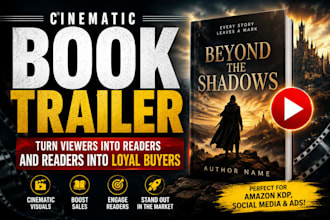 create a cinematic book trailer video for amazon KDP authors