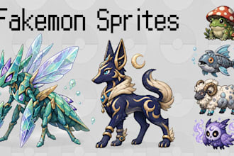 create pokemon style pixel art monster sprites for your game