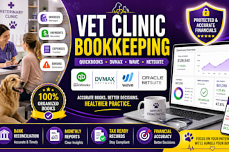 handle vet clinic bookkeeping in quickbooks, dvmax, wave and netsuite