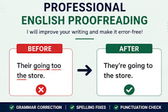 proofread and correct english grammar, spelling, and punctuation