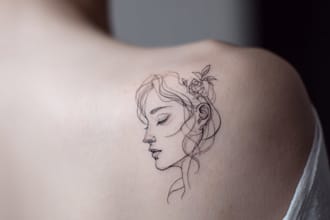 create a cute minimalistic line art tattoo design