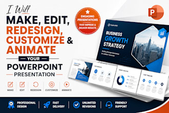 make, edit, redesign and customize animated  presentation PPT