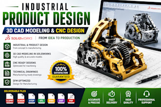 do industrial design and 3d cad design on solidworks, cnc product design