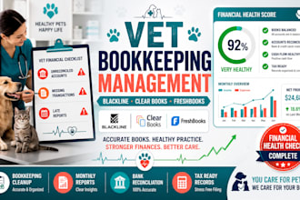 manage vet bookkeeping using blackline, clear books and freshbooks