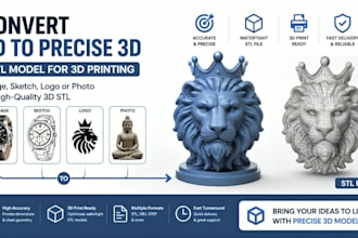 convert 2d image, sketch, logo, or photo to precise 3d stl model for 3d printing