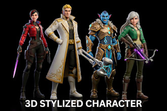design 3d stylized character models and 3d rigging in blender for video games
