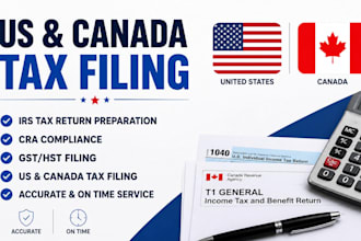 handle US and canada tax filing, irs tax return, cra compliance and gst filing