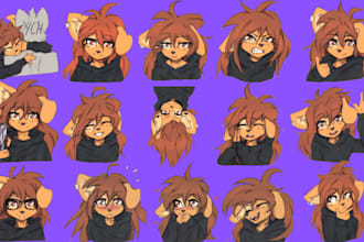 draw cute furry badge, telegram, discord, crypto stickers animated furry