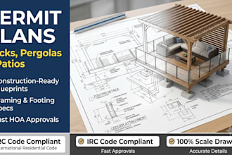 design pergola permit plans, patio drawings, and deck design