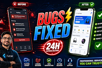fix flutter laravel app bugs and errors in 24h