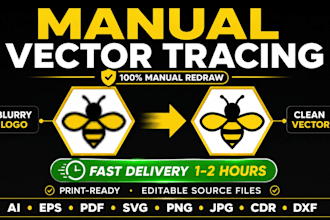 do manual vector tracing, convert logo to vector, vectorize image