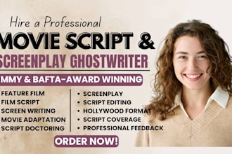 edit, proofread, format, and script doctor your screenplay professionally