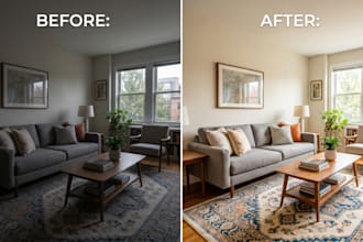 do real estate, interior design editing and retouching