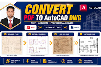 convert PDF, jpg, blueprint, or hand sketch to autocad dwg and redraw
