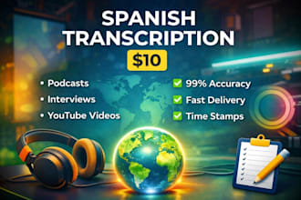 do professional spanish audio or video transcription with timestamps