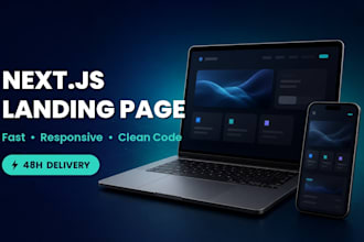 build a fast responsive nextjs landing page with clean code