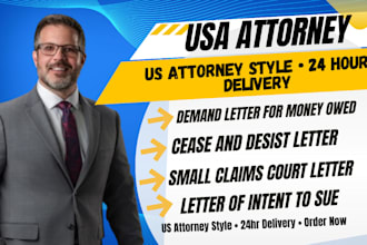 draft a legal demand letter desist small claims money owed, deposit return