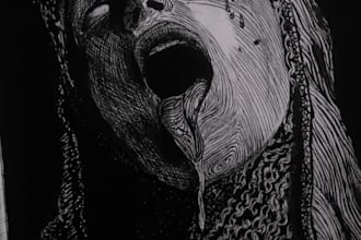 draw a custom surrealist and dark book cover illustration
