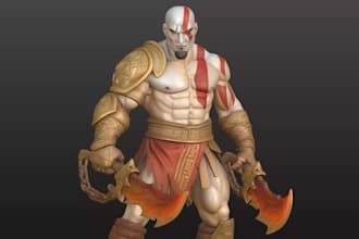create 3d figure model, collectible figurine, toy prototype stl for 3d printing