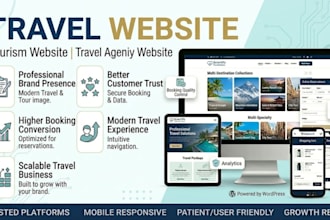 build a modern travel website tourism website and travel agency tour website