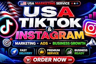 create usa tiktok and instagram accounts for marketing, ads and business growth