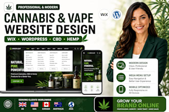 design update wix wordpress weed cannabis vape hemp marijuana website mega menue