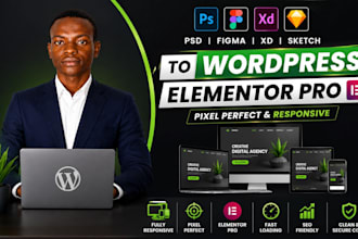 convert PSD, figma, xd, sketch to wordpress website using elementor pro