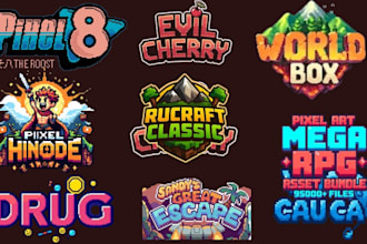 do vintage pixel art logo with modern style, mascot, pixel for games and stream