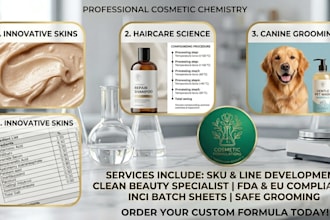 formulate skincare hair care nail and eye care skin care products as a chemist