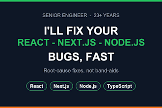 fix bugs and issues in your react, nextjs or nodejs web app