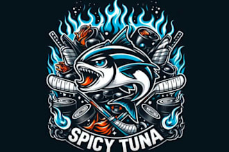 create fish e sport mascot logo design with satisfaction guarantee