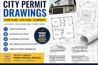 create city permit drawing, floor plans, site plans and blueprints