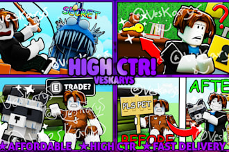 create high CTR roblox thumbnails and game icons