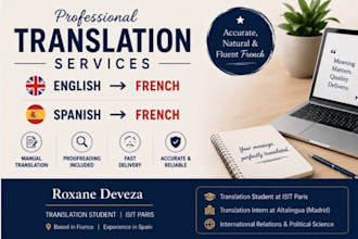 translate english and spanish content into french