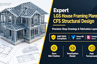 create lgs house framing plans, cfs structural design and shop drawings