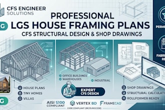 professional lgs house framing plans  cfs structural design and shop drawings