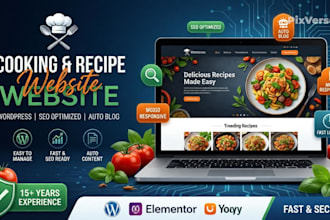 wordpress cooking and recipe website with SEO optimized auto blog setup