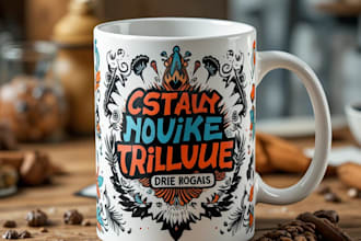 create a custom coffee mug design or coffee cup design