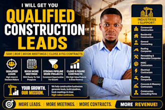 get qualified construction leads, sdr, bdr, book meeting n close 8 fig contracts