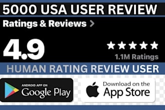 usa 5 star rating review , mobile app promotion, app install