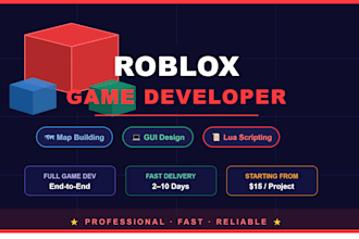 develop roblox game, roblox map building, roblox world gui, lua in roblox studio