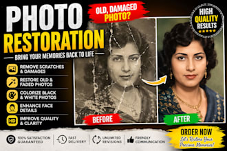 restore, repair and colorize your old damaged photos professionally