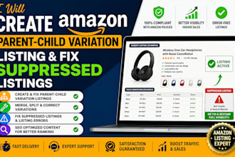 create amazon parent child variation listing fix amazon suppressed listings