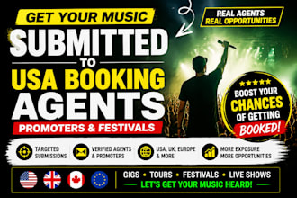submit your music to USA booking agents, festivals and promoters for gigs
